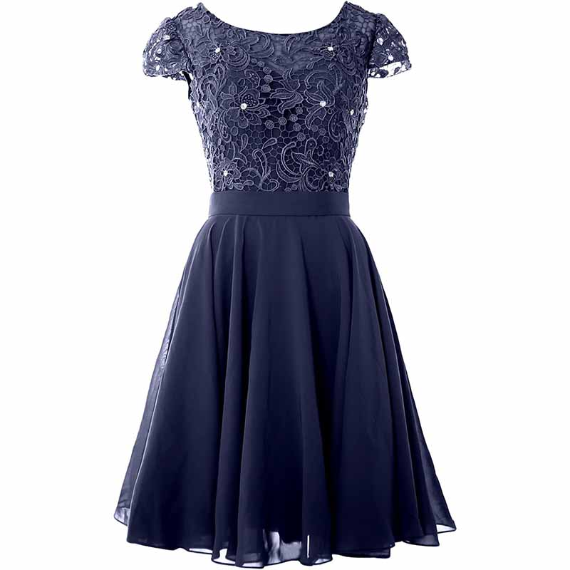 Ladies Lace Homecoming Dress Short Party Gown Cap Sleeve Middle Length Mother of The Bride Dress