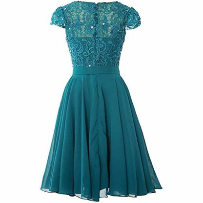 Short Lace Homecoming Dress Short Party Gown Cap Sleeve Middle Length Mother of The Bride Dress