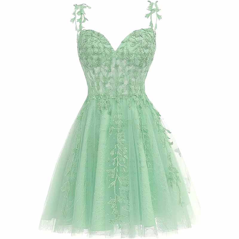Junior's Spaghetti Straps Lace Homecoming Dress for Teens Tulle Short Prom Dresses
