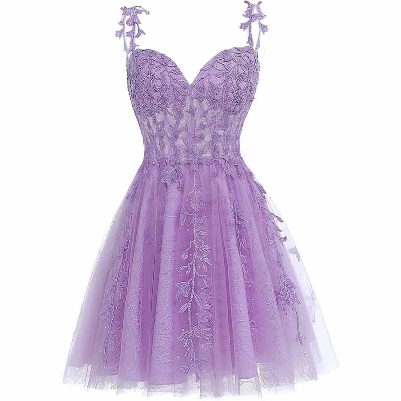 Junior's Spaghetti Straps Lace Homecoming Dress for Teens Tulle Short ...