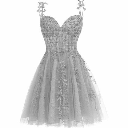 Junior's Spaghetti Straps Lace Homecoming Dress for Teens Tulle Short Prom Dresses
