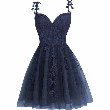 Junior's Spaghetti Straps Lace Homecoming Dress for Teens Tulle Short Prom Dresses