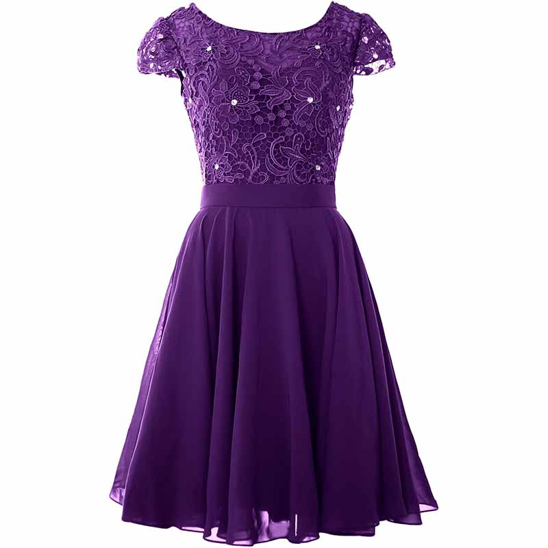 Ladies Lace Homecoming Dress Short Party Gown Cap Sleeve Middle Length Mother of The Bride Dress