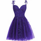 Junior's Spaghetti Straps Lace Homecoming Dress for Teens Tulle Short Prom Dresses