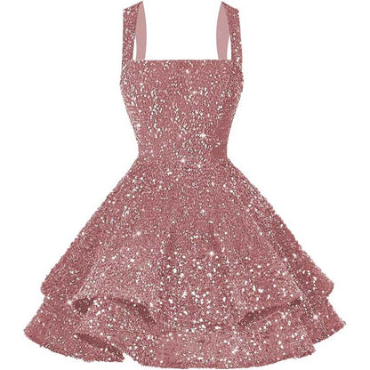 Short Sparkly Homecoming Dresses Sweet 16 Tiered Short Cocktail Party Gown