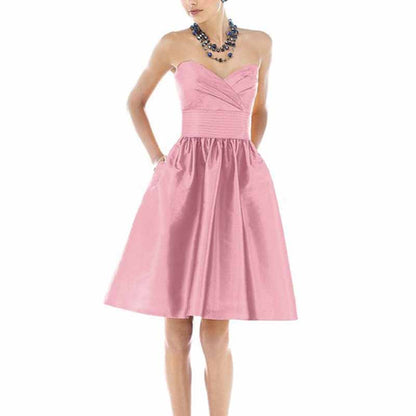 A-line Off-The-Shoulder Short/Mini Satin Prom Dresses With Pocket