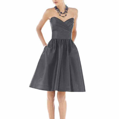 A-line Off-The-Shoulder Short/Mini Satin Prom Dresses With Pocket