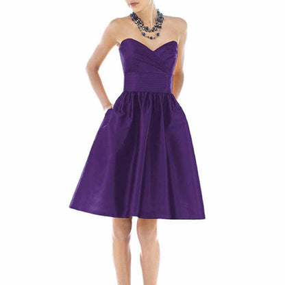 A-line Off-The-Shoulder Short/Mini Satin Prom Dresses With Pocket