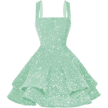 Short Sparkly Homecoming Dresses Sweet 16 Tiered Short Cocktail Party Gown