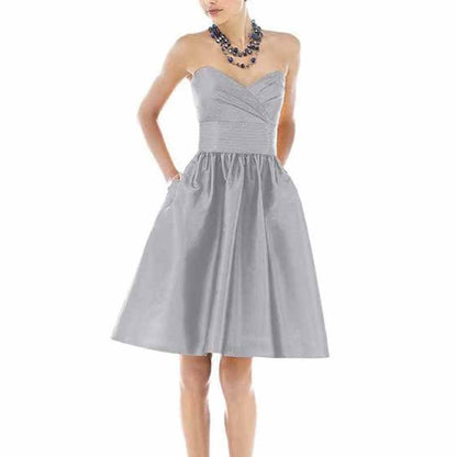 A-line Off-The-Shoulder Short/Mini Satin Prom Dresses With Pocket