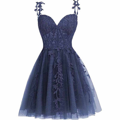 Junior's Spaghetti Straps Lace Homecoming Dress for Teens Tulle Short Prom Dresses