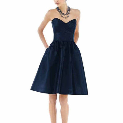 A-line Off-The-Shoulder Short/Mini Satin Prom Dresses With Pocket