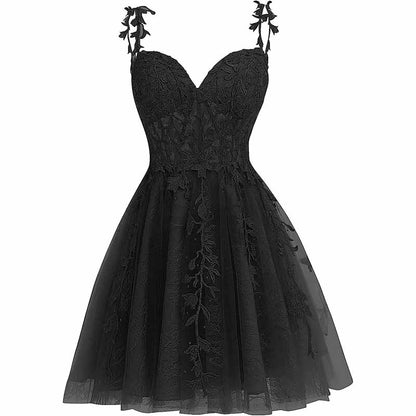 Junior's Spaghetti Straps Lace Homecoming Dress for Teens Tulle Short Prom Dresses