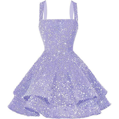 Short Sparkly Homecoming Dresses Sweet 16 Tiered Short Cocktail Party Gown