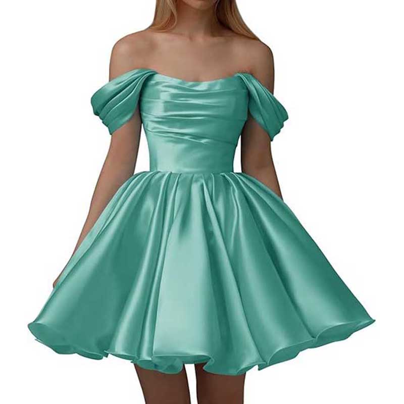 One-Shoulder Satin Short Homecoming Prom Dress Sleeveless Zippered main image 1