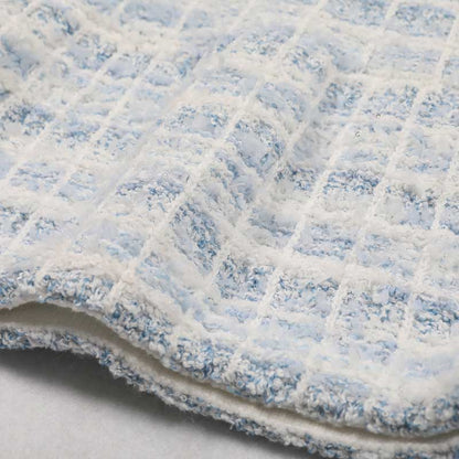 Check Knitted Mini Dress Short Sleeves