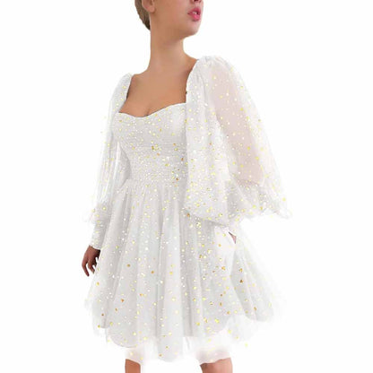 Sparkly Starry Tulle Prom Dresses A Line Homecoming Dresses Formal Evening Gowns for Teens