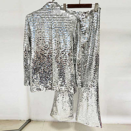 Sequin-Embellished Silver Pantsuit For Women