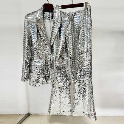 Sequin-Embellished Silver Pantsuit For Women