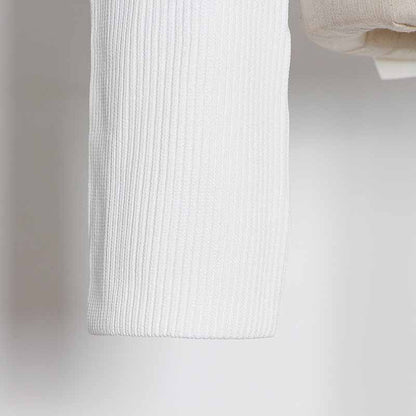 Square Neck Ribbed Knitted Sweater Long Sleeve Slim Fitted Tops