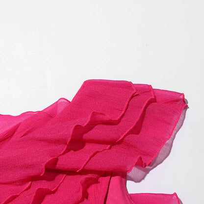 Single Shoulder Mini Ruffles Dress