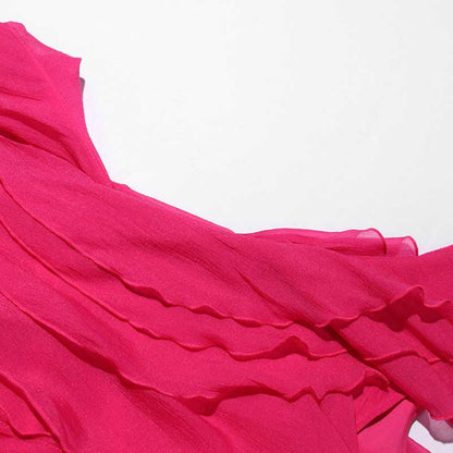 Single Shoulder Mini Ruffles Dress