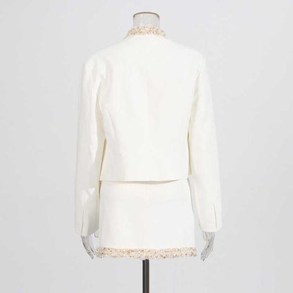 Women's White Mini Skirt Suit Wedding Suit Short Skirt Suit