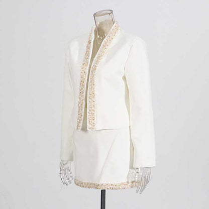 Women's White Mini Skirt Suit Wedding Suit Short Skirt Suit