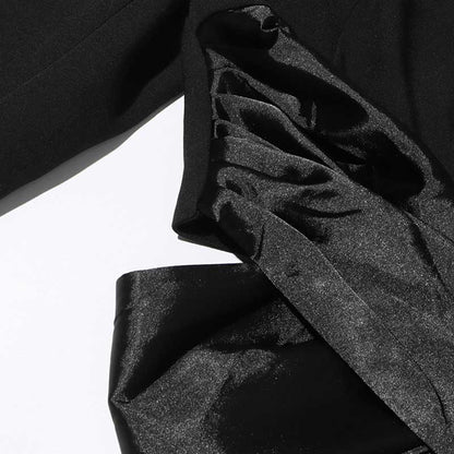 Women's High Split Skirt Suit Knee Length Wedding Suit With Bow Tie