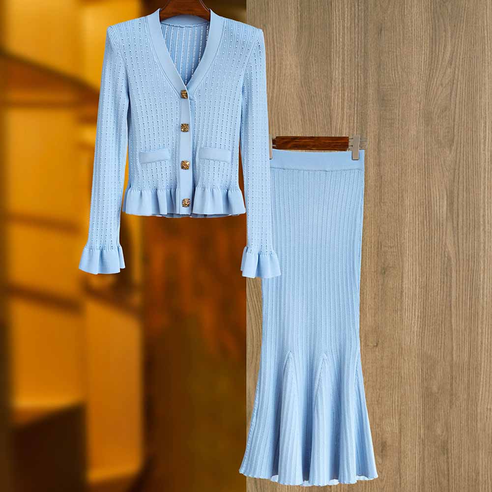 Women's Mermaid Skirt Suit Two Pieces Elegant Knit Set