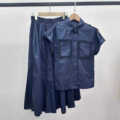 Women's Chic Skirt Suit High Waist Two Pieces Trendy Fashion Set