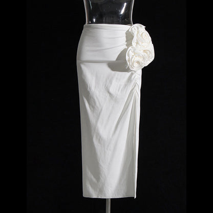 Women's High Split Skirt Suit Knee Length Wedding Suit With Bow Tie