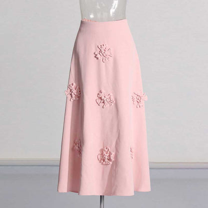 2-Piece Rose Bra-Top and Flare Skirt Set Pleated Skirt Suit