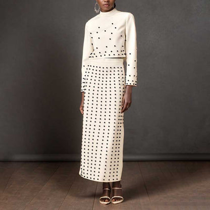 Women's Long Skirt Suit Collarless Top + Skirt Set Formal Skirt Suit