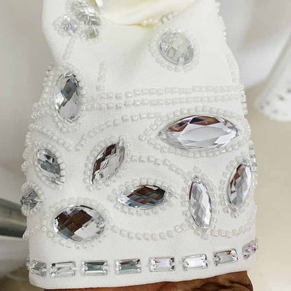 Women's Skirt Suit Fitted Beaded Long Sleeve Crop Top + Long Skirt Suit