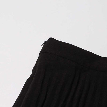 Women's Midi Skirt Suit Off Shoulder Long Sleeve Pleated Skirt Set With Belt