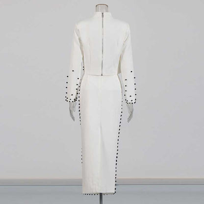 Women's Long Skirt Suit Collarless Top + Skirt Set Formal Skirt Suit