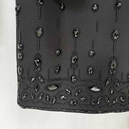 Women's Skirt Suit Fitted Beaded Long Sleeve Crop Top + Long Skirt Suit