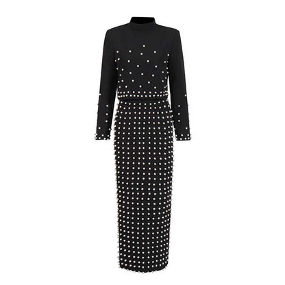 Women's Long Skirt Suit Collarless Top + Skirt Set Formal Skirt Suit