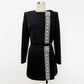 Women's Beaded Cocktail Skirt Suit Black Two-Piece Formal Suit