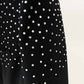 Women Black Bling Bling Hot Drill Studs Fitted Blazer + Mini Skirt Suit Black