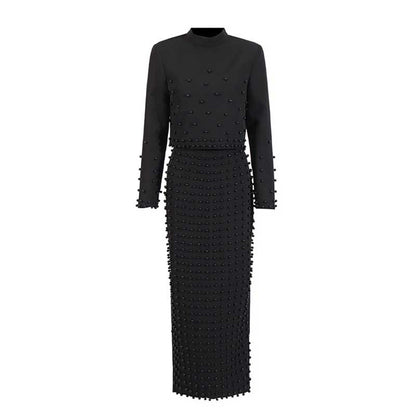 Women's Long Skirt Suit Collarless Top + Skirt Set Formal Skirt Suit