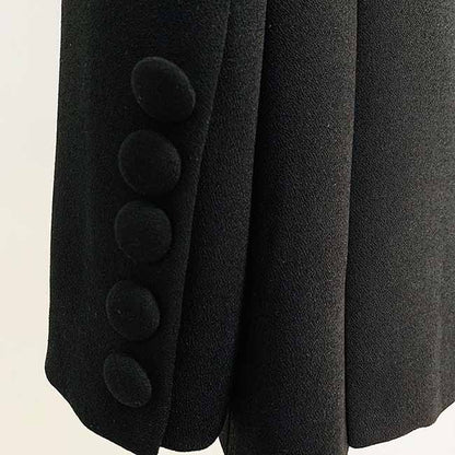 Women Black Bling Bling Hot Drill Studs Fitted Blazer + Mini Skirt Suit Black