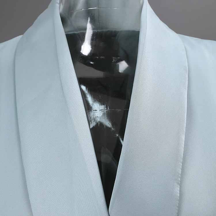 Blue V-Neck Blazer for Women with Rhinestone Buttons