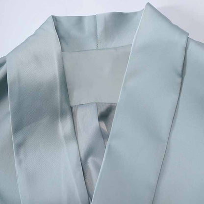 Blue V-Neck Blazer for Women with Rhinestone Buttons