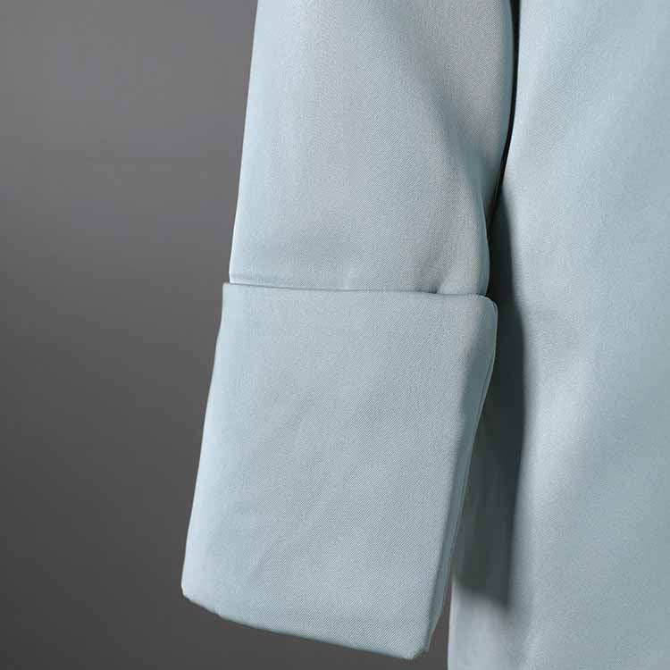 Blue V-Neck Blazer for Women with Rhinestone Buttons