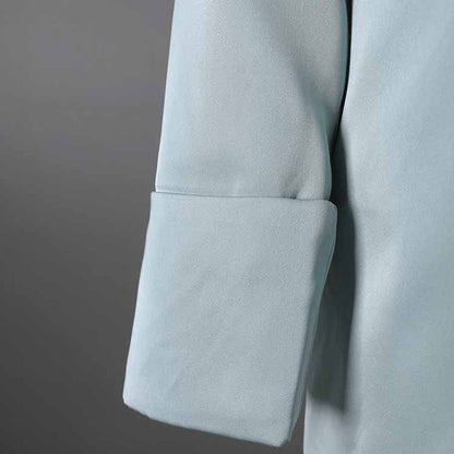 Blue V-Neck Blazer for Women with Rhinestone Buttons