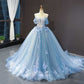 Princess off Shoulder Quinceanera Dresses Puffy Tulle Sweet 16 Dress with Train