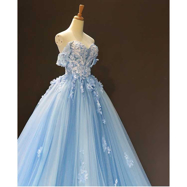 Princess off Shoulder Quinceanera Dresses Puffy Tulle Sweet 16 Dress with Train