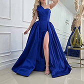 One Shoulder Satin Bridesmaid Dress Prom Dresses Long Ball Gown Formal ...